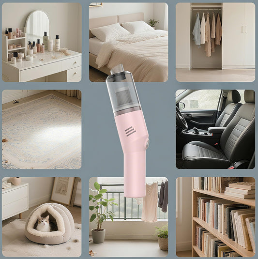 Auloea Portable Mini Car Vacuum Cleaner Pink, High Power Cordless(400g) Handheld Rechargeable Vacuum Cleaner for Desk V06