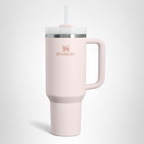 STANLEY Quencher H2.0 Tumbler with Handle and Straw 40 oz Flowstate 3-Position Lid Cup Holder Compatible for Travel Insulated Stainless Steel Cup BPA-Free Rose Quartz 2.0