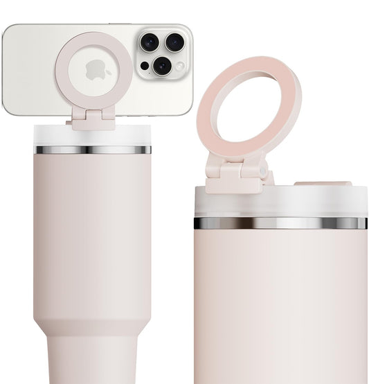 Litaget for Stanley Cup Phone Holder with Magnetic Phone Holder for Quencher H2.0 FlowState Tumbler 40oz Foldable Stand Water Bottle Accessory Hands Free for All Phones Cases L(40)