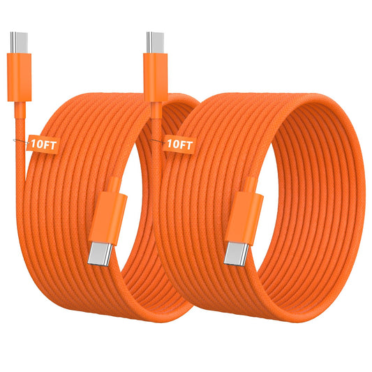 [Apple MFi Certified] iPhone 17 16 15 Charger Cord 10 FT, 2 Pack 60W USB C to USB C Charging Cable Cord Long for iPhone 17/17 Pro/17 Pro Max/Air/16/16 Pro/16 Pro Max/15/15 Pro Max, iPad Pro, Orange