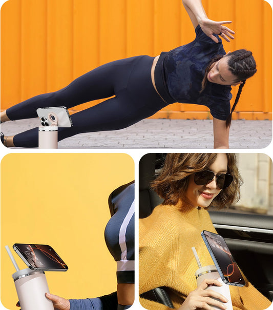 Litaget for Stanley Cup Phone Holder with Magnetic Phone Holder for Quencher H2.0 FlowState Tumbler 40oz Foldable Stand Water Bottle Accessory Hands Free for All Phones Cases L(40)