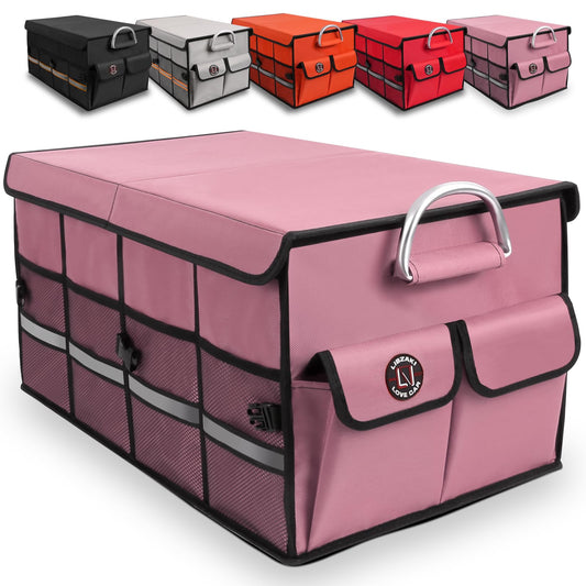 LI LIBZAKI Car Trunk Organizer, Cargo Organizer SUV Trunk Storage Non Slip Bottom Waterproof Collapsible Durable Multi Compartments-(Standard,Pink)