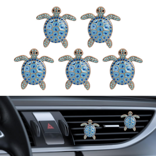 5 PCS Sea Turtles Car Decor, Cute Beach Themed Air Freshener Vent ClipsCar Accessories Decoration for ，Reusable Essential Oil Diffuser, Universal for Most Cars (Blue)