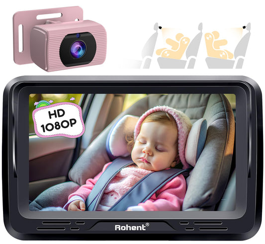 Rohent Car Baby Monitor for Baby Girls - 1080P HD, 360° Adjustable, Night Vision, 150° Wide-Angle Lens, Easy Installation, Perfect for Girls Aged 0-5, Ideal for Parents, Grandparents & Families