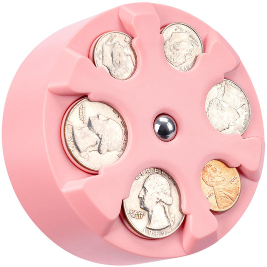 JOYTUTUS Universal Coin Holder, Large Capacity Coin Holder for Car, Portable Car Change Holder Coin Organizer, Car Trucks Accessories, Coin Sorter for Car & Wallet & Pocket,Pink