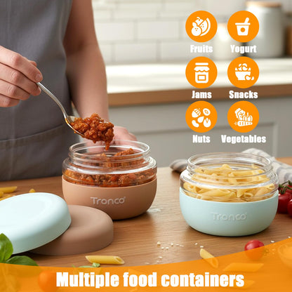 Tronco 24 oz Glass Food Storage Containers with Lids, Airtight, Leak & Spill Proof Glass Lunch Bowls for Meal Prep, Salad, Yogurt, Soup & Stew, Microwave & Dishwasher Safe, BPA-Free, Set of 1