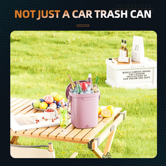 Surumer 2 Gallon Silicon Car Trash Can with Lid - 100% Leak-Proof Trash Bin, Waterproof Garbage Can, Gifts for Men and Women