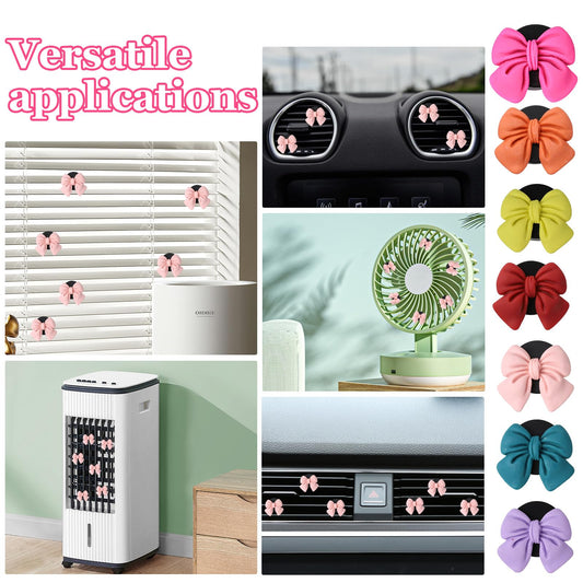 Wuyaoyao 6PCS Bow Car Air Freshener Clips, Cute Bow Car Air Vent Clip, Coquette Auto Air Conditioning Outlet Diffuser Perfume Clips, Interior Decoration, Auto Decor for Women Girls (Pink, 6PCS)
