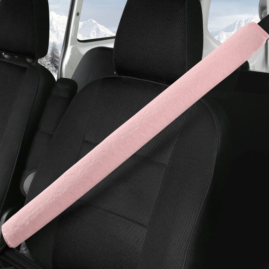 LACDL Extra Long Seatbelt Covers Super Soft Furry for Adults Kids Women & Men, Thick Plush Full Car Seat Belt Strap Cushion, Fluffy Shoulder Pad Protector, Auto Interior Accessories, 1pc, Pink, 39.5in