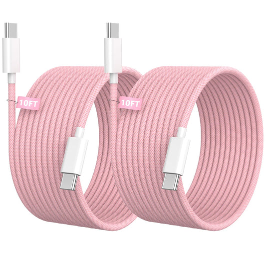 [Apple MFi Certified] iPhone 17 16 15 Charger Cord 10 FT, 2 Pack 60W USB C to USB C Charging Cable Cord Long for iPhone 17/17 Pro/17 Pro Max/Air/16/16 Pro/16 Pro Max/15/15 Pro Max, iPad Pro, Pink