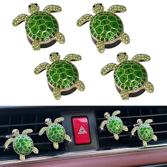 4pcs Cute Turtle Car Air Vent Diffuser – Clip-On Fragrance Air Freshener for Cars with Replaceable Refills, Adorable Animal Vent Clip for SUV & Truck(Green, Ocean)